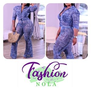 2pc set denim pattern print